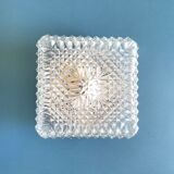 Square ceiling lamp in molded glass