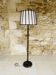 Vintage Floor Lamp Turned Wood, Bamboo Rattan Circa 1950s