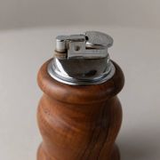 Brown Wood Vintage Lighter with Curved Italian Design, 1960s Table Accessory - Refined Gift