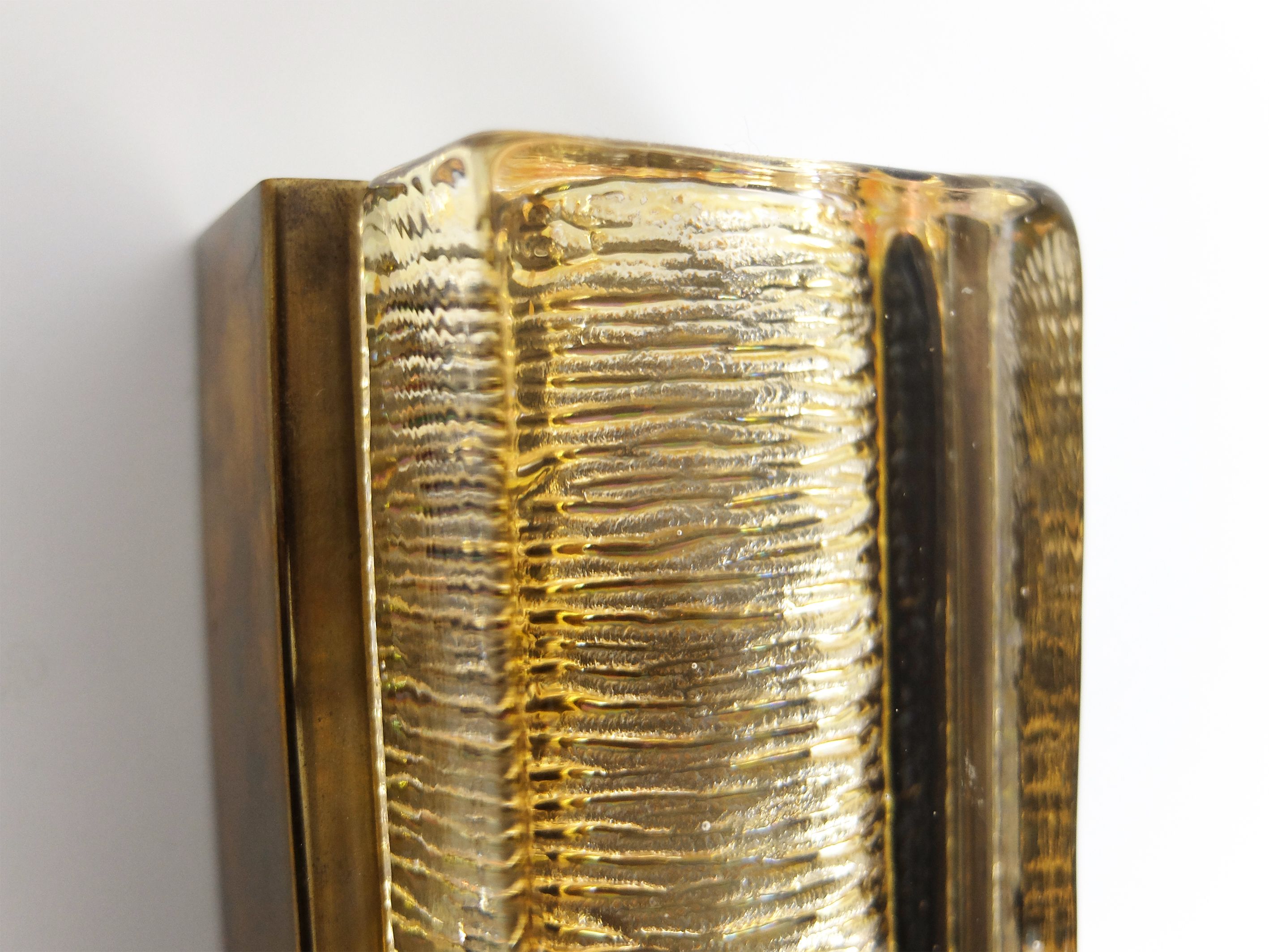 Danish vintage Atlantic model wall lamp, brass and glass, Vitrika 1960s