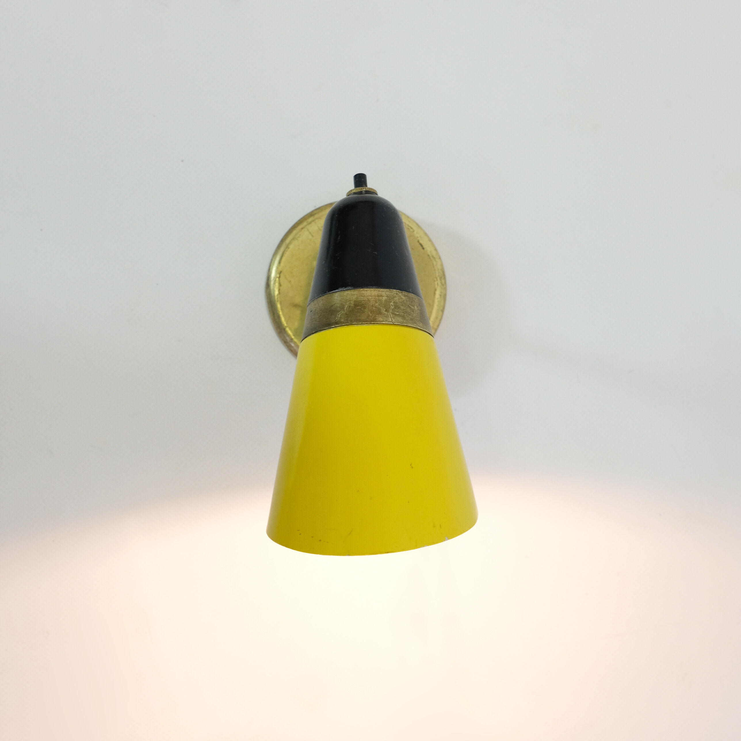 Yellow and black two-tone wall lamp from 50-60 years