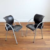 Pair of vintage 80s armchairs / chairs