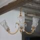 Vintage pendant light, brass pendant light with glass globe, 6-light chandelier