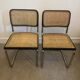 Pair of Marcel Breuer B32 Cesca chairs made in Italy.