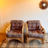 Ensemble de salon en rotin et bambou avec 2 fauteuils