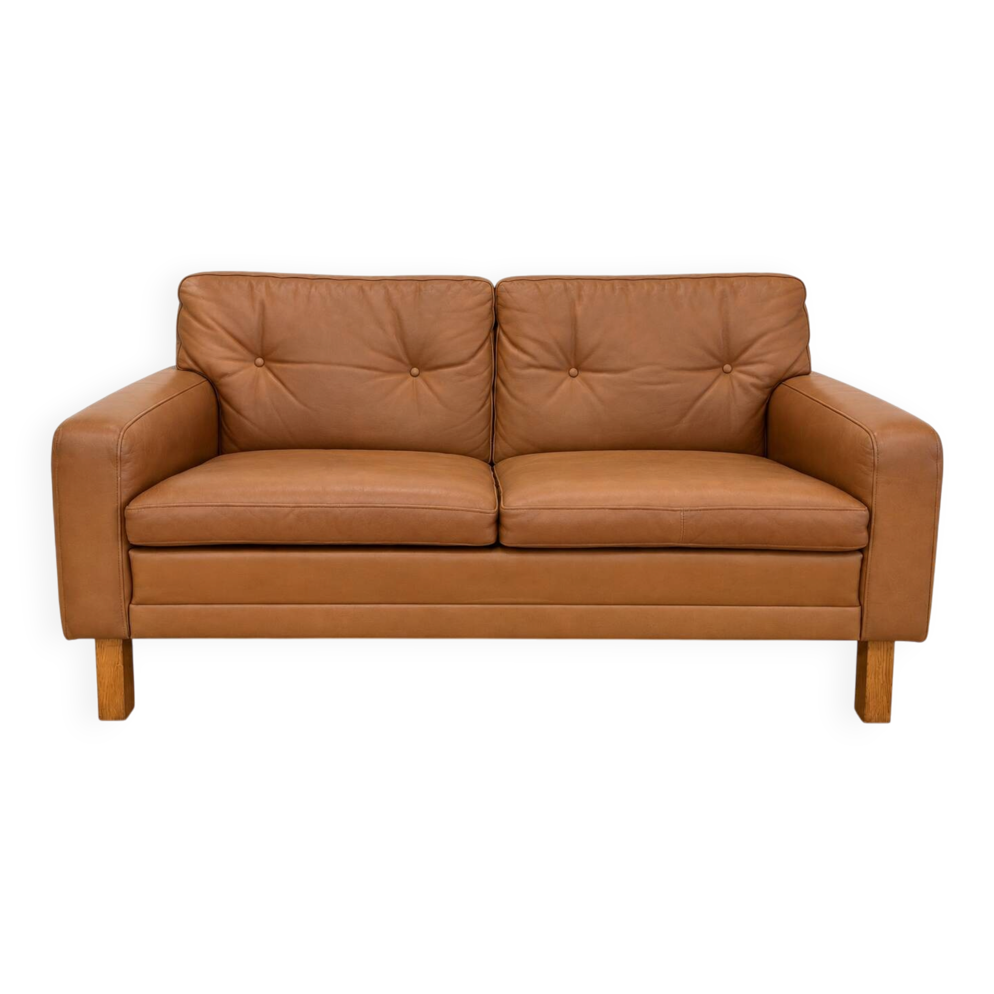 Mid-century Scandinavian Peem Oy, 2-seater cognac leather sofa 1960s