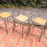 Industrial metal stools from the 60s set of 3