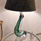 Vintage Val Saint Lambert lamp in green crystal