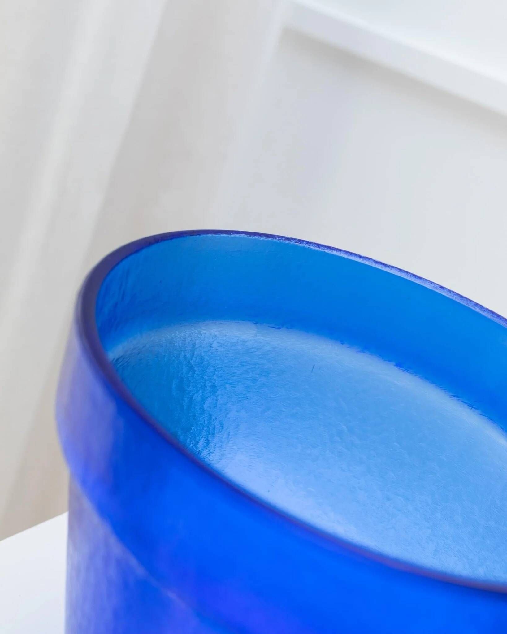 Large Vintage Deep Blue Glass Flower Pot with Textured Surface – Mid-Century Italian Glass, 1970s