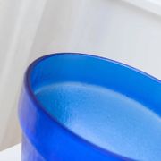 Large Vintage Deep Blue Glass Flower Pot with Textured Surface – Mid-Century Italian Glass, 1970s