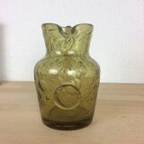 Pichet verre bullé vert