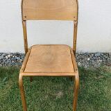 School chair brown vintage wood and metal painted wood way