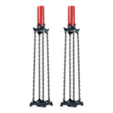 Pair of Gothic Iron Chain Link Free Standing Floor Candlesticks