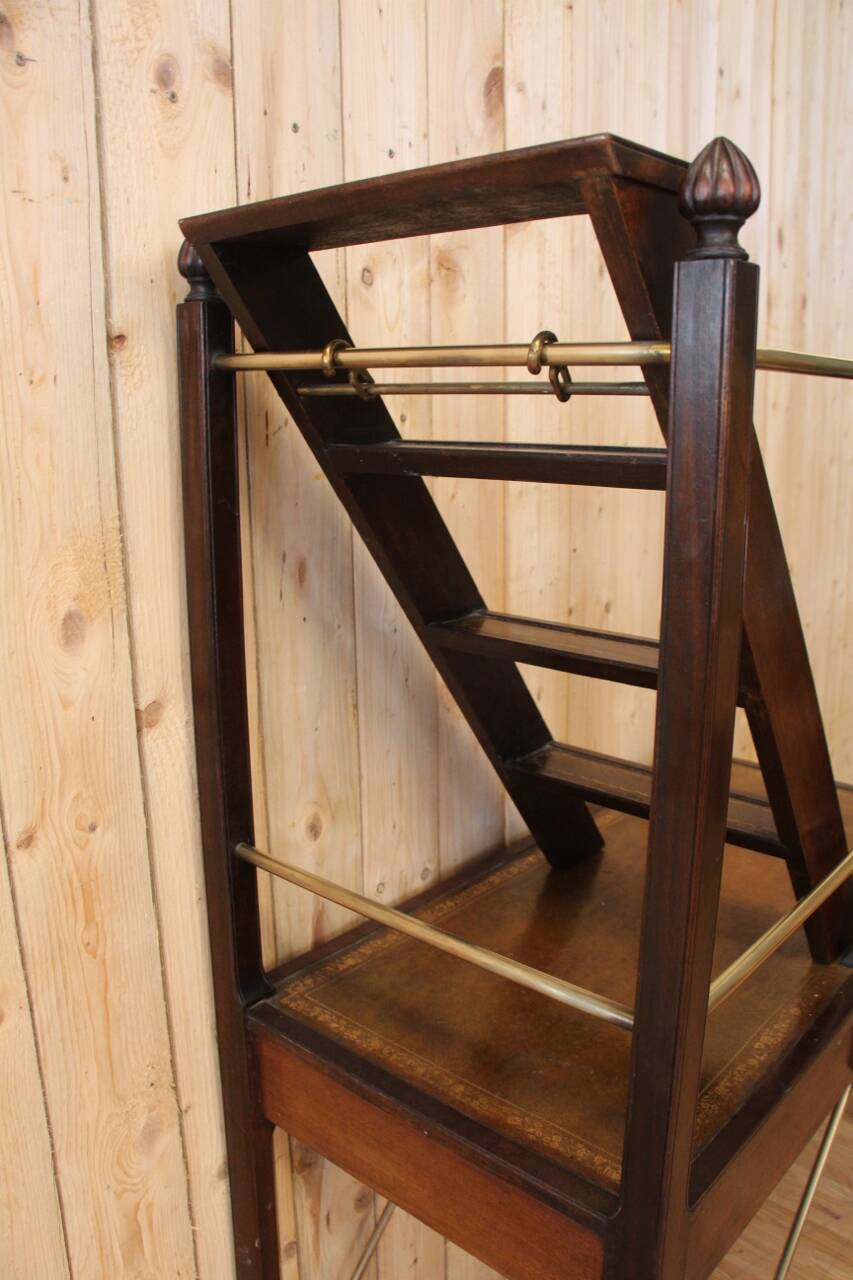 library step ladder in mahogany