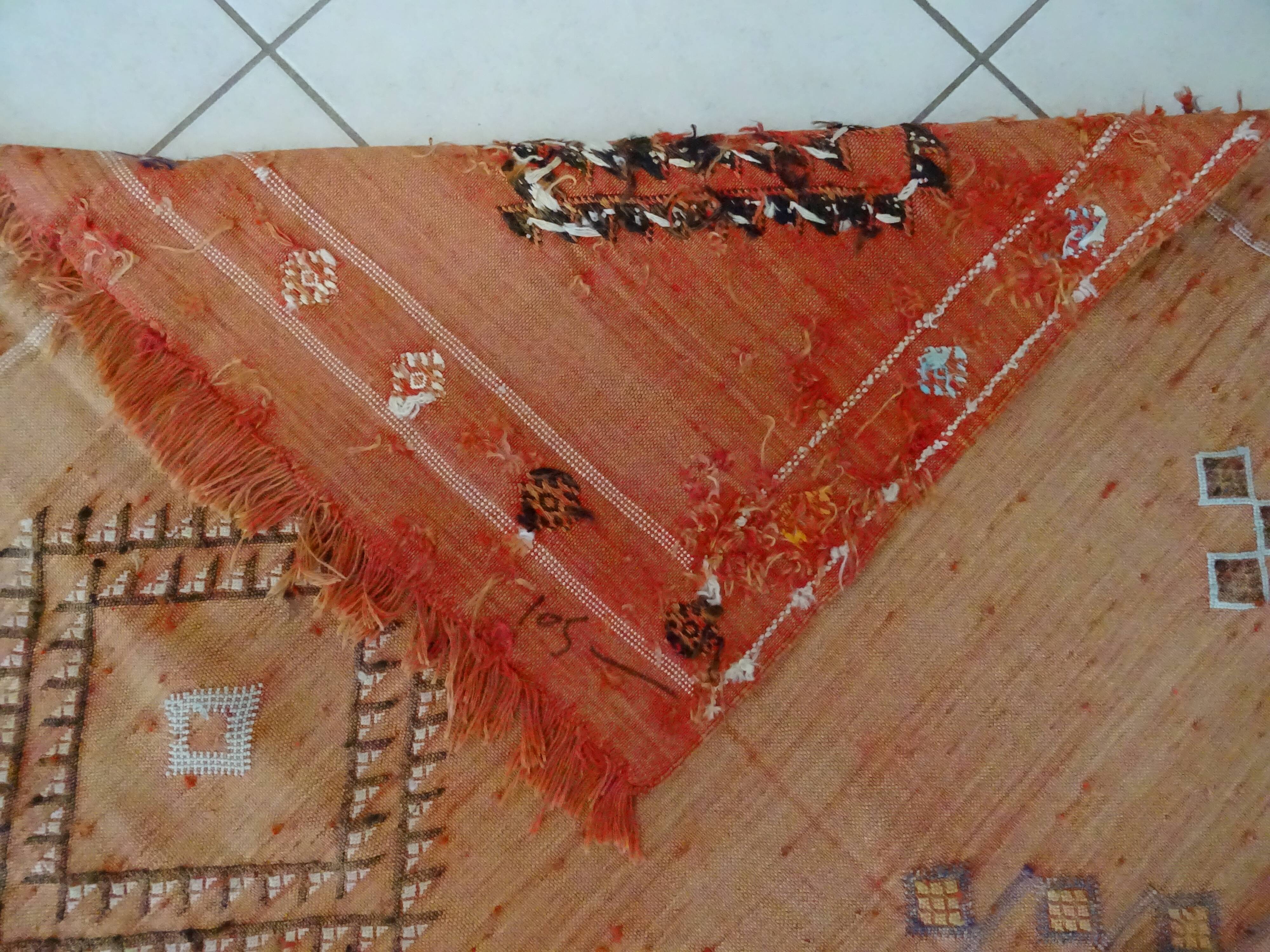 Berber carpet sabra Morocco plant fibers around 1930