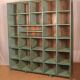 Old workshop shelf in original green-blue patina Burmese teak