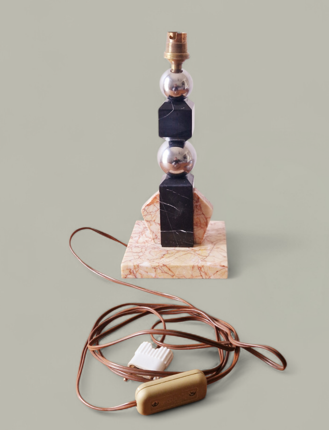 Sculptural lamp in marble and chrome - Modernist Art Deco style