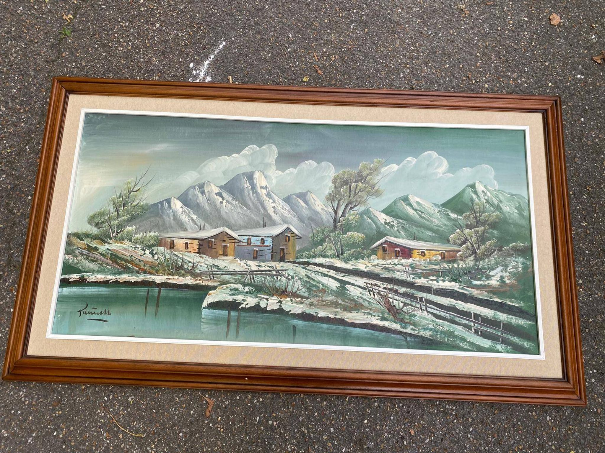 Original Italian painting Antonio Ponticelli oil on canvas landscape 140x82c