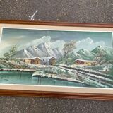 Original Italian painting Antonio Ponticelli oil on canvas landscape 140x82c