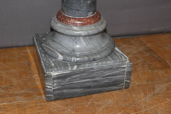 Colonne de Présentation en Marbre Bleu Turquin et Rouge XIX