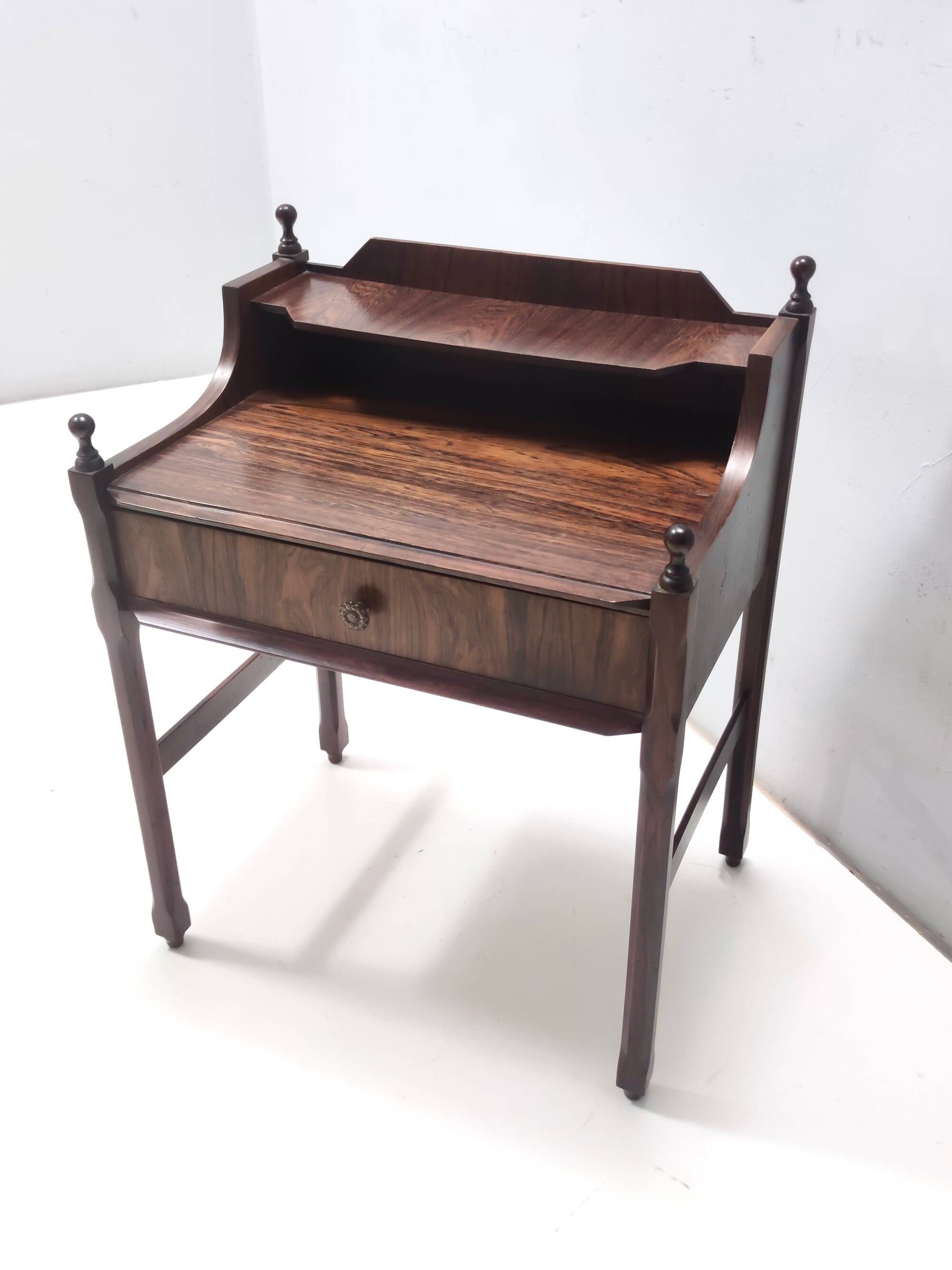 Vintage 1970s Postmodern Walnut Nightstand, Italian Design, Excellent