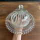 Vintage glass cheese dome with its plate, 1950s.