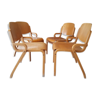 Set of 4 school chairs from the 70s, 80s