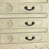 Louis XV style chest of drawers, patinated and waxed, natural wood top