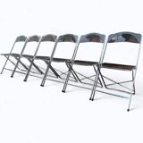 6 chaises pliantes en Plexiglas fumé et métal chrome Chaisor 1970