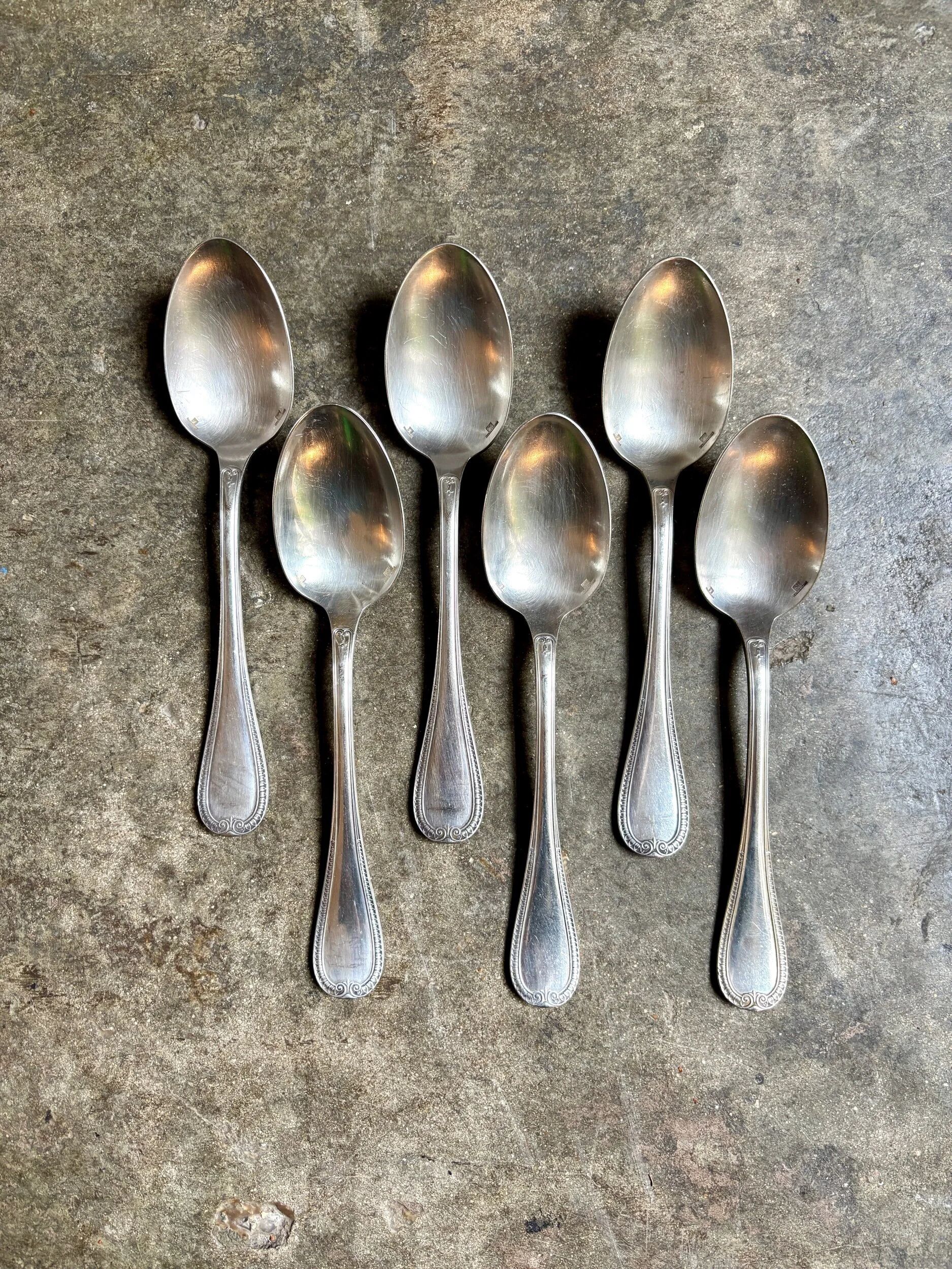 6 Christofle silver-plated tablespoons, "Malmaison" service.