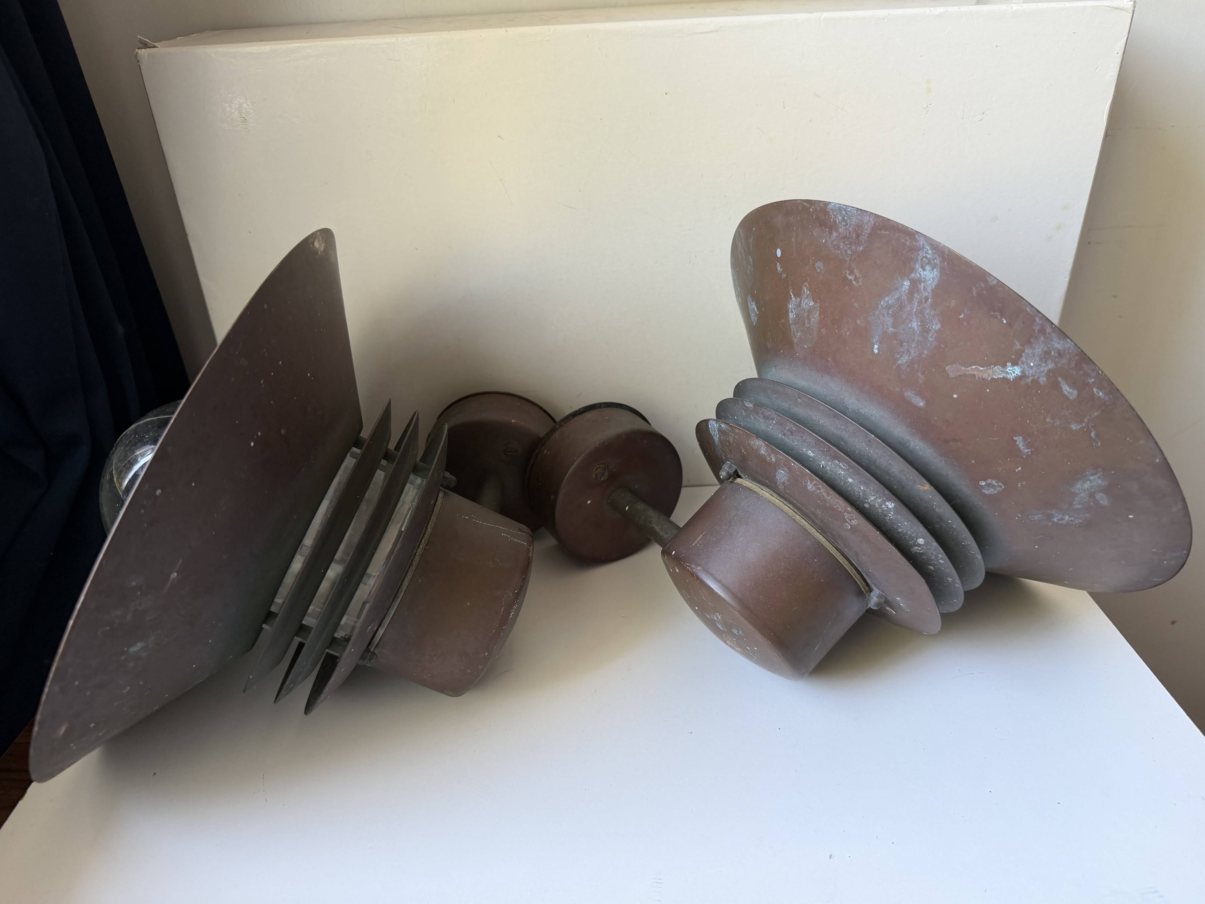 Pair of Danish Vintage Copper Wall Lamps