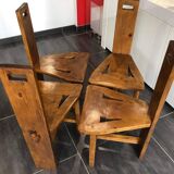 Suite of 4 brutalist-style tripod chairs