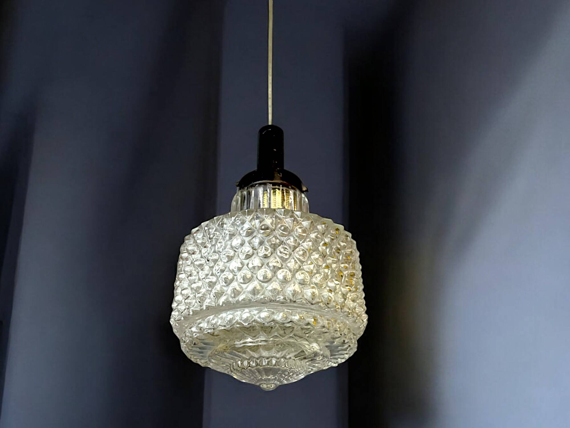 Mid Century small hobnail glass hanging ceiling lamp