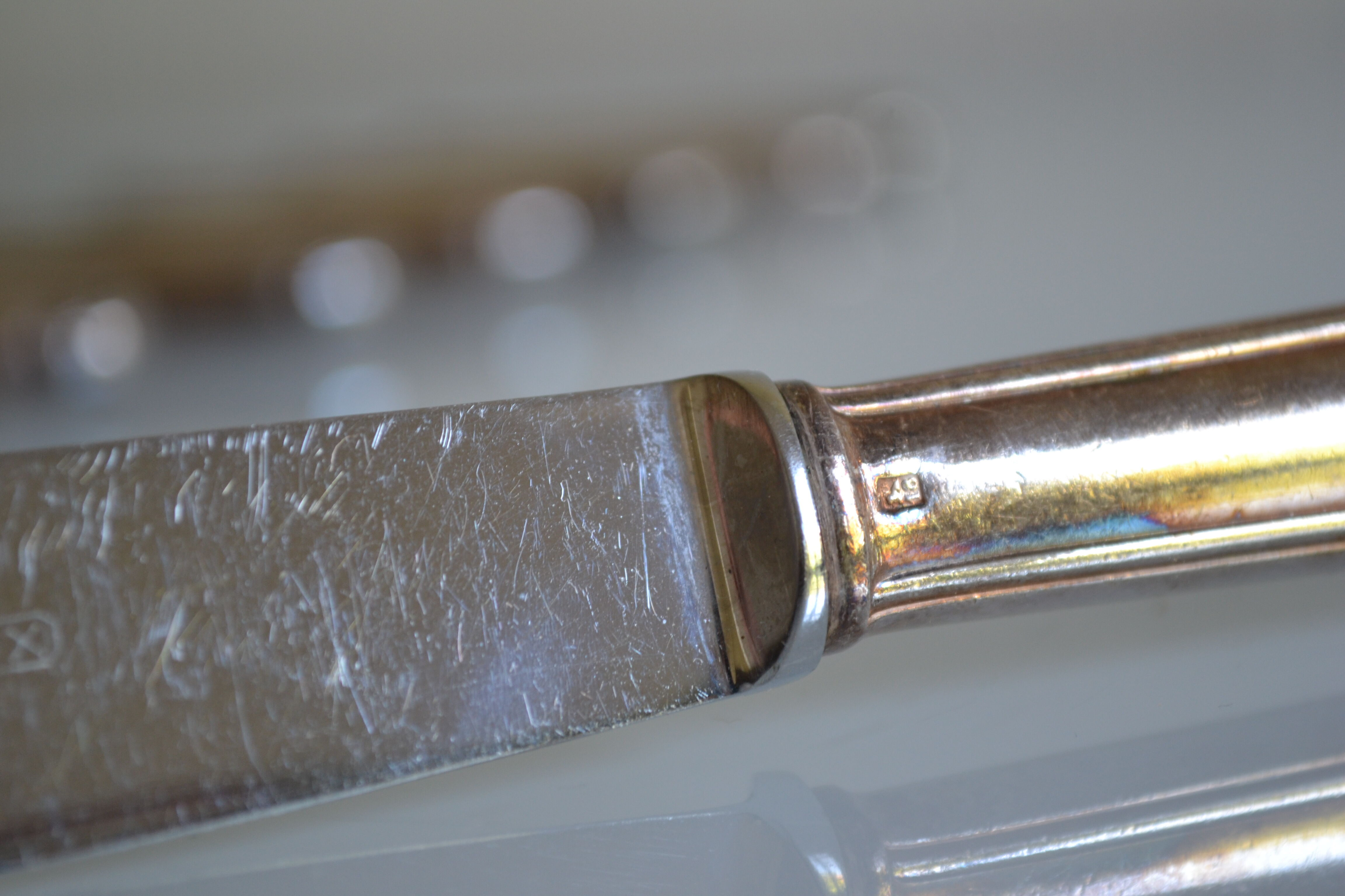 12 metal silver table knives 25 cm