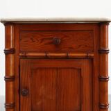 Late 19th century Faux bamboo and marble bedside table, France