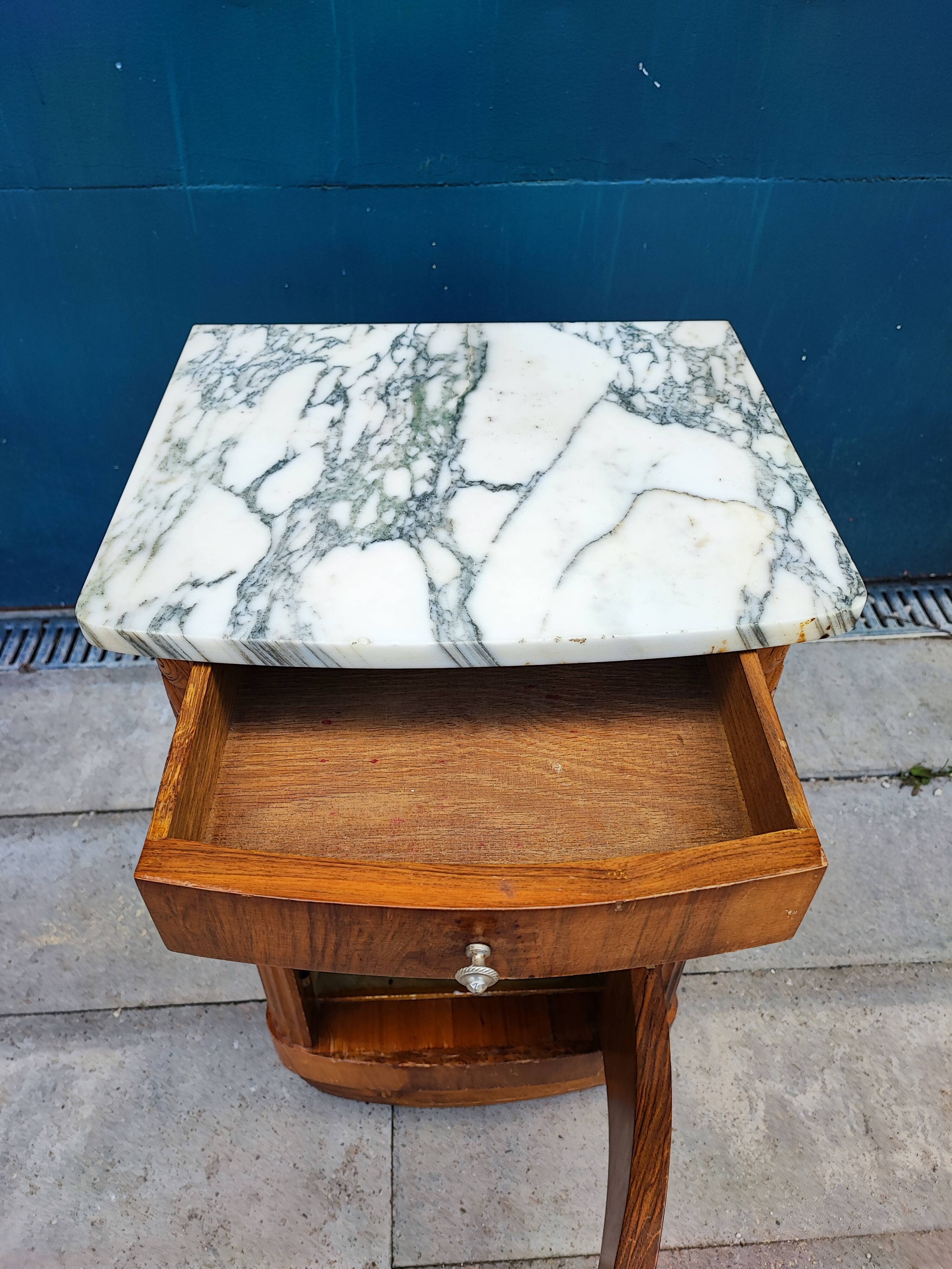 Bedside table marble top art-deco style