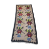 Kilim Grec vintage 1950 1960 roses coton, 125x275cm