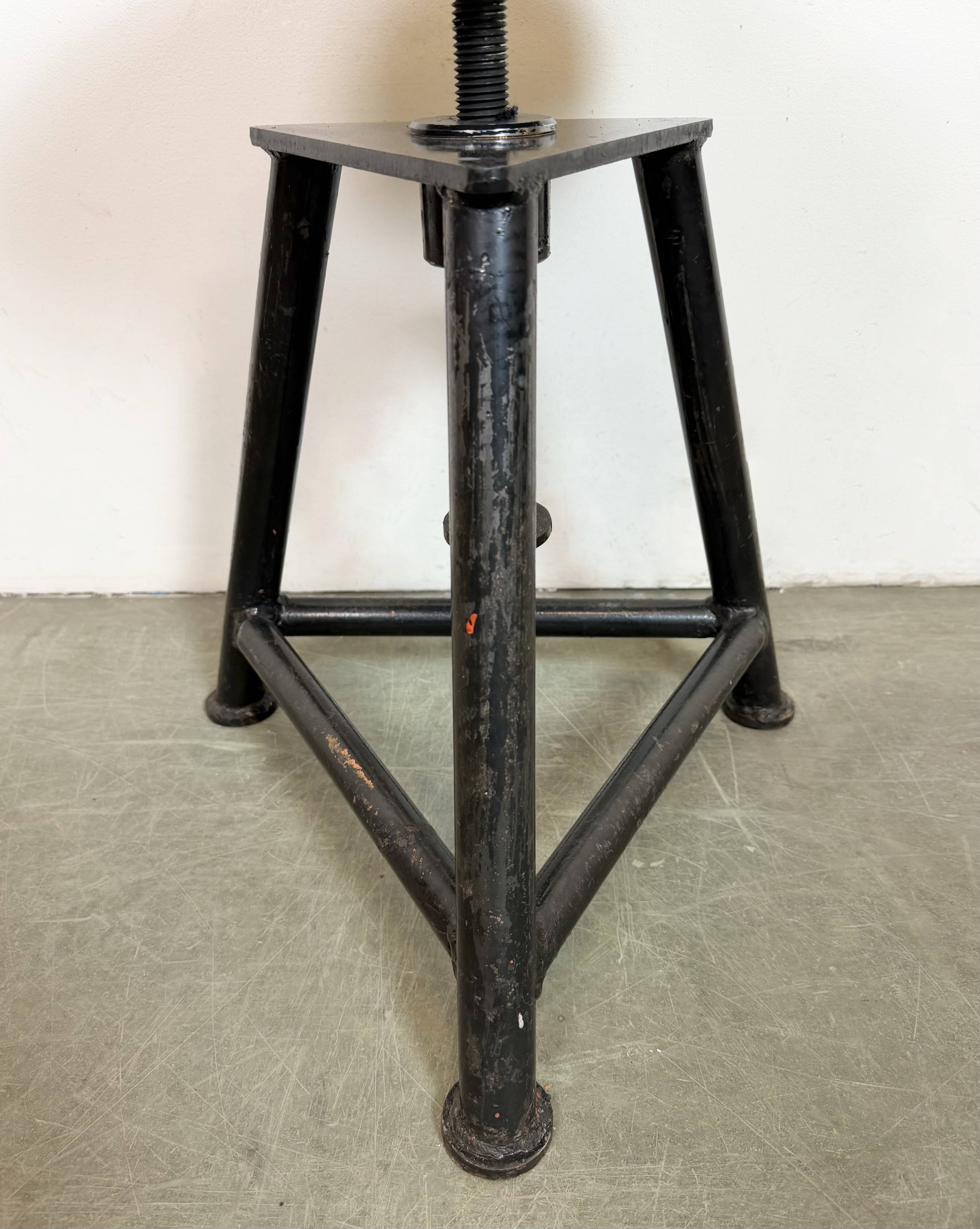 Black Industrial Workshop Swivel Stool, 1960s