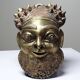 Small gilded bronze Oba mask from Bamoun, Cameroon, vintage Africa