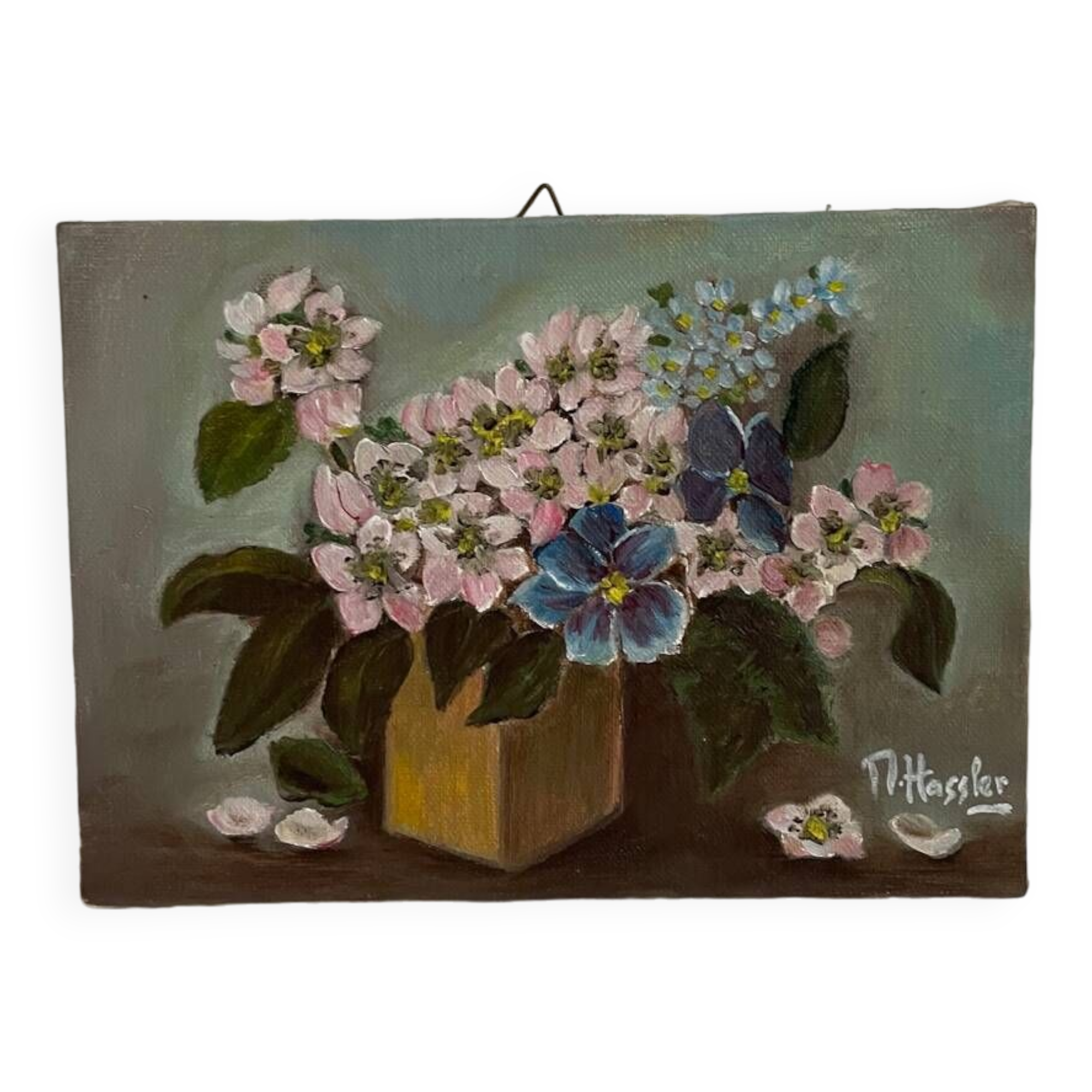 Small oil on old canvas