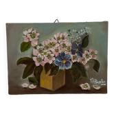 Small oil on old canvas