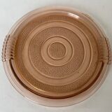 Plateau vintage en verre rose