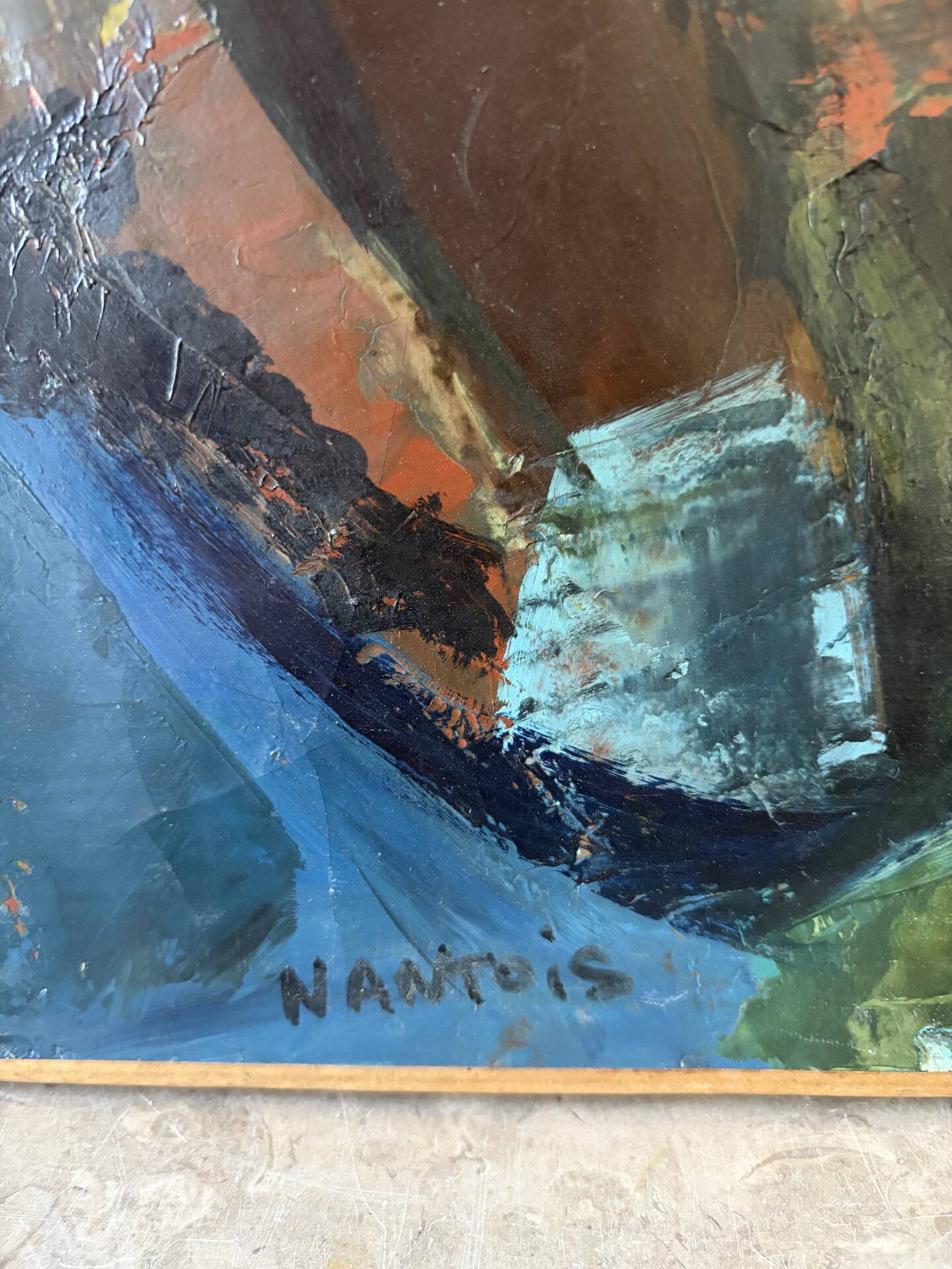 Abstract composition, oil on canvas signed Nantois or