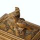 Box box carved wood flower foliage 2 birds black forest with old key