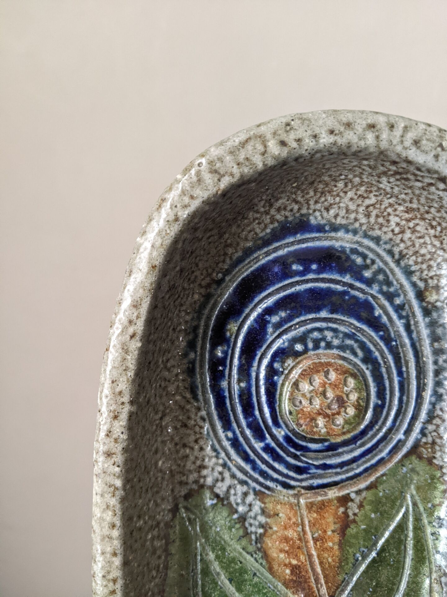 Handmade ceramics with floral decoration, Scandinavian decor.