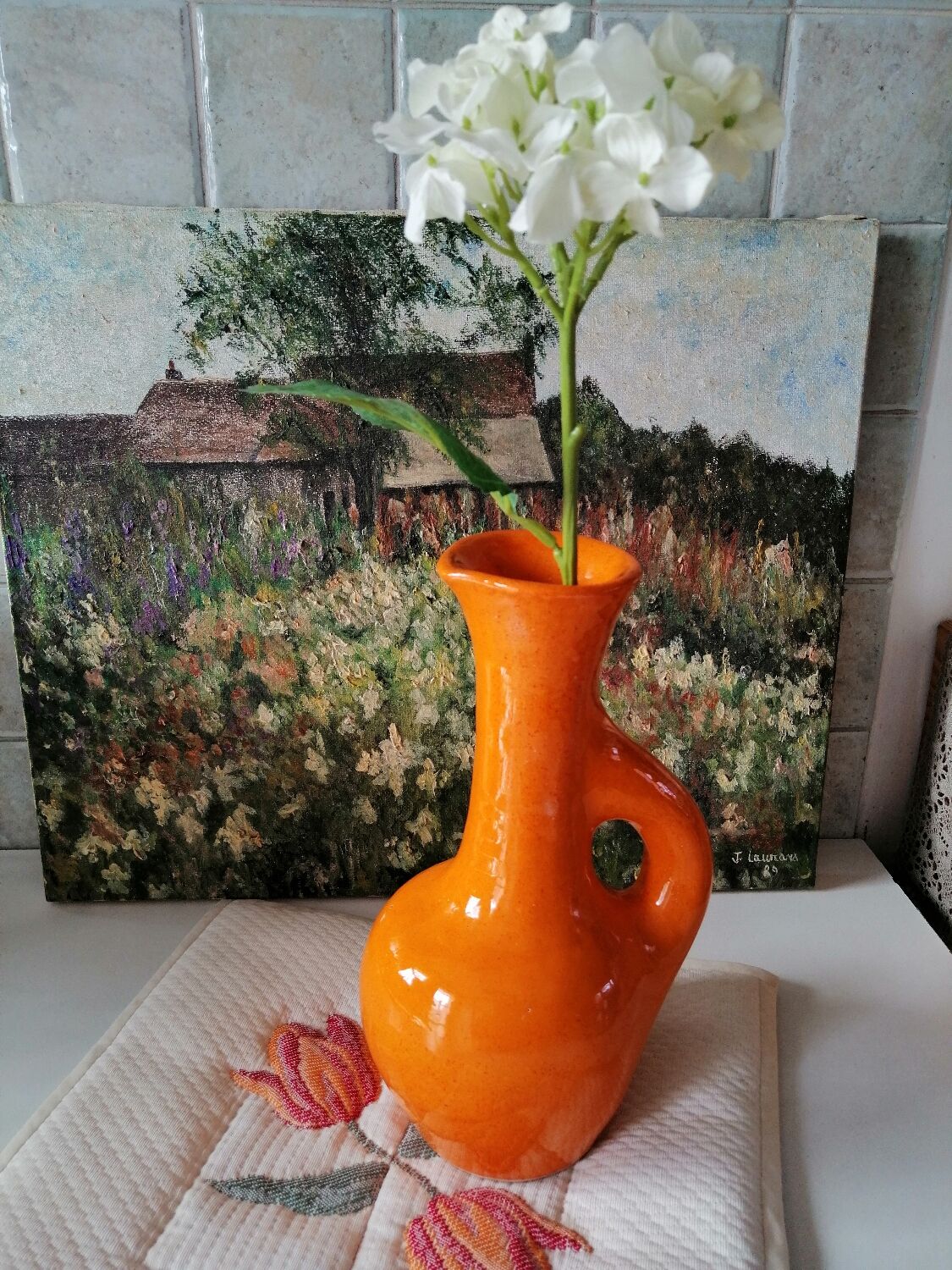 Orange terracotta vase