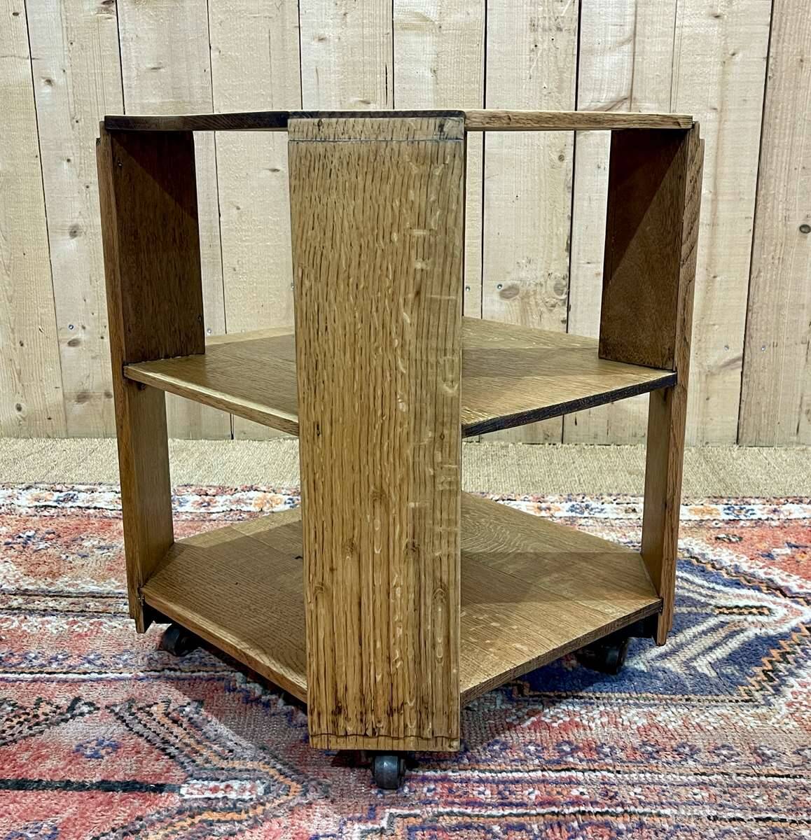 Guéridon art déco en chêne des années 1930