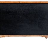 Japanese-style sideboard in bamboo and black lacquer enhanced with polychrome flowers