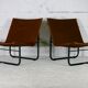 Paire de chauffeuses Kebe Danemark circa 1975 acier et toile "chocolat"