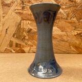 Ancien vase soliflore betschdorf remmy fils grès bleu décor fleurs vintage
